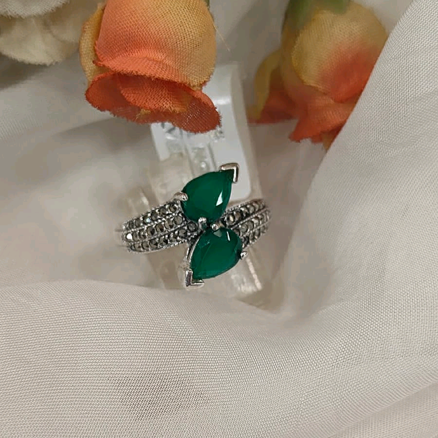 Marcasite Green Ring